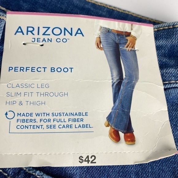 Arizona Jean Co Boot Classic Leg Slim Fit Hip To Thigh Faded Blue Jeans Sz 11 - Picture 10 of 10